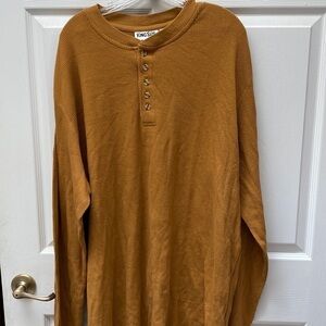 B mens King Size casual solid gold long sleeve stretch shirt 2XL